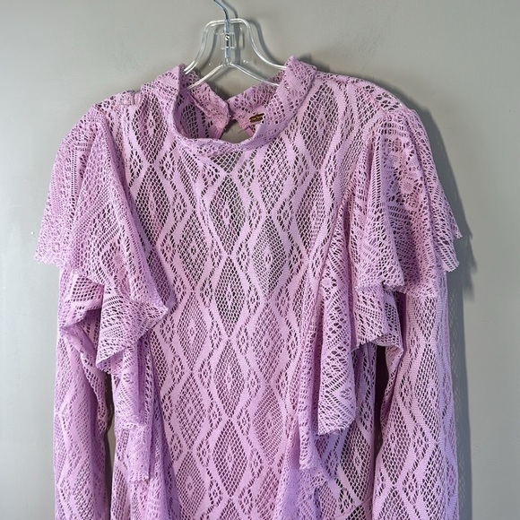 NWT Free People Coquette Mock Neck Long Sleeve Wisteria Lace Dress Size Large - Picture 4 of 16